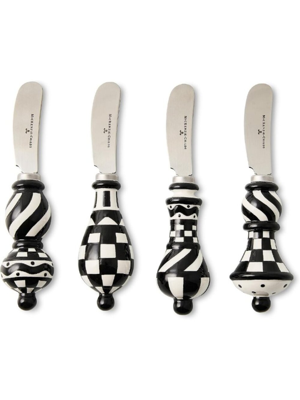 Ceramic Party Spreaders Set - Black & White Checkered Design, Perfect for
